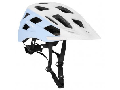 Spokey POINTER Cyklistická přilba s LED blikačkou bílo-modrá