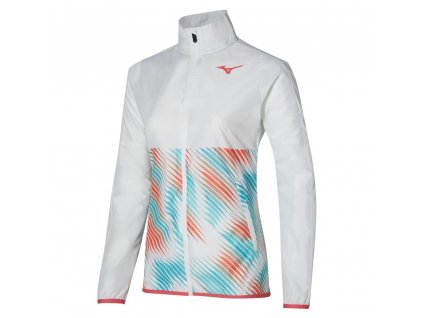 Dámská sportovní bunda Mizuno Printed Jacket/White/Fierry Coral