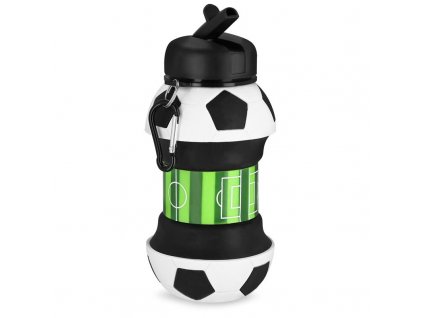 Spokey CORT Skládací silikonová láhev, 520 ml, fotbalový míč