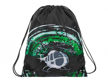 Školní sáček na přezůvky/tělocvik Bagmaster ALFA 9 D Black/Green/Gray