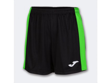 Dámské/Dívčí sportovní šortky JOMA MAXI SHORT BLACK FLUOR GREEN (Velikost 128-140, Barva NEGRO-VERDE FLUOR)