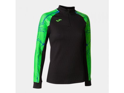 Dámská/Dívčí sportovní mikina JOMA ELITE IX SWEATSHIRT BLACK FLUOR GREEN (Velikost M, Barva NEGRO-VERDE FLUOR)