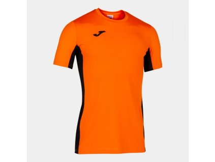 Pánské/Chlapecké sportovní tričko JOMA SUPERLIGA T-SHIRT ORANGE-BLACK S/S (Velikost M, Barva ORANGE-BLACK)