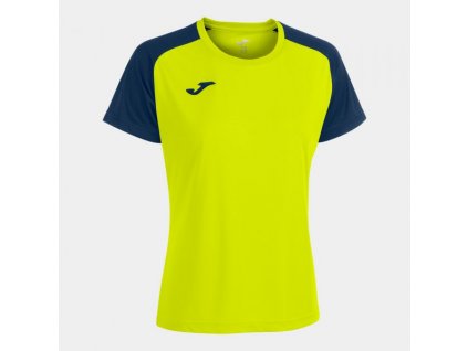 Dámské/Dívčí sportovní tričko JOMA ACADEMY IV SHORT SLEEVE T-SHIRT FLUOR YELLOW NAVY (Velikost L, Barva AMARILLO FLUOR)
