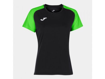 Dámské/Dívčí sportovní tričko JOMA ACADEMY IV SHORT SLEEVE T-SHIRT BLACK FLUOR GREEN (Velikost 2XL, Barva NEGRO-VERDE FLUOR)