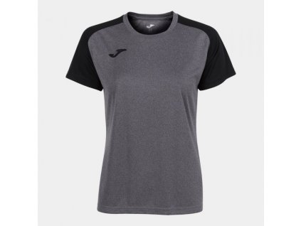 Dámské/Dívčí sportovní tričko JOMA ACADEMY IV SHORT SLEEVE T-SHIRT MELANGE GRAY BLACK (Velikost M, Barva GREY)