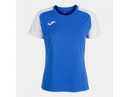 Dámské/Dívčí sportovní tričko JOMA ACADEMY IV SHORT SLEEVE T-SHIRT ROYAL WHITE (Velikost L, Barva ROYAL-WHITE)