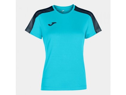 Dámské/Dívčí sportovní tričko JOMA ACADEMY T-SHIRT FLUOR TURQUOISE-DARK NAVY S/S (Velikost 152, Barva FLUOR TURQUOISE)