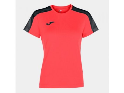 Dámské/Dívčí sportovní tričko JOMA ACADEMY SHORT SLEEVE T-SHIRT FLUOR CORAL-BLACK (Velikost 152, Barva CORAL)
