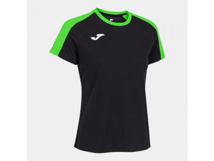 Dámské sportovní tričko JOMA ECO CHAMPIONSHIP SHORT SLEEVE T-SHIRT BLACK FLUOR GREEN (Velikost L, Barva NEGRO-VERDE FLUOR)