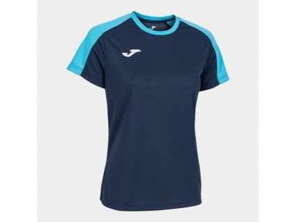 Dámské sportovní tričko JOMA ECO CHAMPIONSHIP SHORT SLEEVE T-SHIRT NAVY FLUOR TURQUOISE (Velikost L, Barva NAVY)