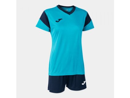 Dámská sportovní souprava JOMA PHOENIX SET FLUOR TURQUOISE-NAVY (Velikost M, Barva FLUOR TURQUOISE)
