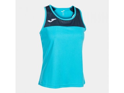 Dámské/Dívčí sportovní tílko JOMA MONTREAL TANK TOP FLUOR TURQUOISE-NAVY (Velikost L, Barva FLUOR TURQUOISE)