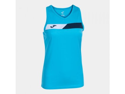 Dámské tenisové tílko JOMA COURT SLEEVELESS SHIRT FLUOR TURQUOISE NAVY WHITE (Velikost L, Barva FLUOR TURQUOISE)