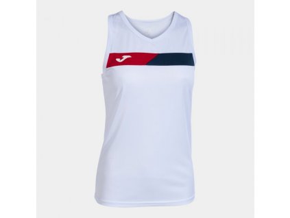 Dámské tenisové tílko JOMA COURT SLEEVELESS SHIRT WHITE RED NAVY (Velikost L, Barva WHITE)