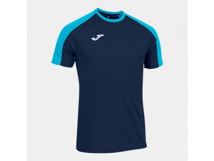 Pánské/Chlapecké fotbalové tričko JOMA ECO CHAMPIONSHIP SHORT SLEEVE T-SHIRT NAVY FLUOR TURQUOISE (Velikost S, Barva NAVY)