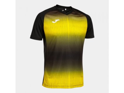 Pánské/Chlapecké fotbalové tričko JOMA TIGER V SHORT SLEEVE T-SHIRT BLACK YELLOW