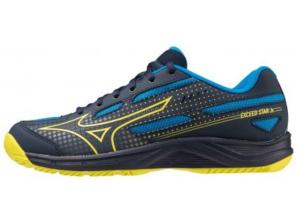 Dětská tenisová obuv Mizuno EXCEED STAR Jr. AC / DBlue/Bolt2(Neon)/Cloiso