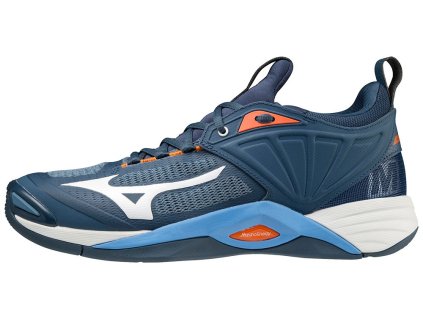 Unisex halová obuv Mizuno WAVE MOMENTUM 2 / Dark Denim / White / Scarlet Ibis (Variant 51.0/15.0)