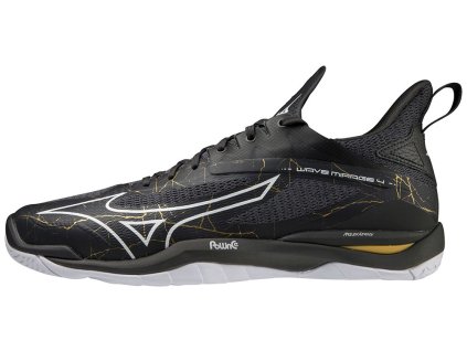 Unisex halová obuv Mizuno WAVE MIRAGE 4/BlkOyster/Wht/MPGold (Velikost 50.0/14.0)