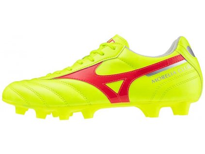 Pánská fotbalová obuv Mizuno MORELIA II CLUB MD / Safety Yellow/Fiery Coral 2/Galaxy Silver / 39.0/6.0