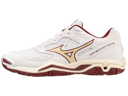 Dámská halová obuv Mizuno WAVE PHANTOM 3 / White/Cabernet/MP Gold (Variant 36.5/4.0)