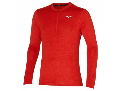 Pánské běžecké tričko Mizuno Impulse Core LS HZ - Fiery Red