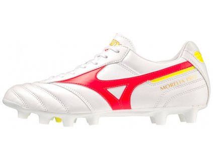Pánská fotbalová obuv Mizuno MORELIA II PRO / White/FCoral2/Bolt2