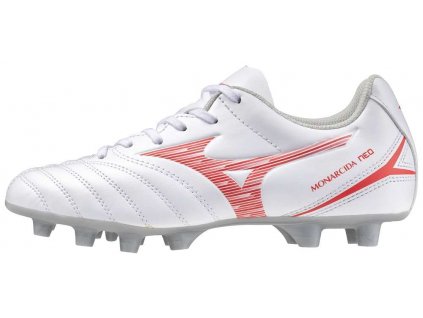 Chlapecká fotbalová obuv Mizuno MONARCIDA NEO III SELECT Jr MD / White/Radiant Red