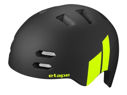 Etape – dětská cyklistická přilba BUDDY, černá/žlutá fluo mat