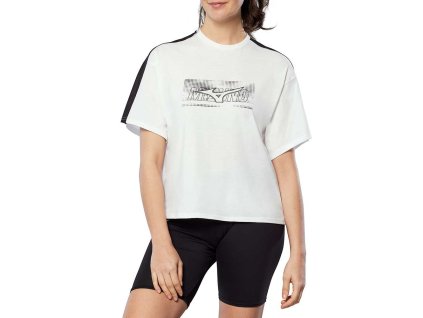 Dámské sportovní tričko Mizuno Athletics Graphic Tee / White (Velikost L)