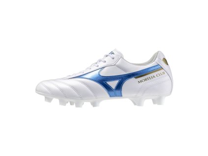 Unisex fotbalová obuv Mizuno MORELIA II CLUB FG / White/Laser Blue/Gold