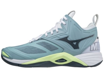 Unisex halová obuv Mizuno WAVE MOMENTUM 2 MID / Stone Blue/Stratified Sea/White (Velikost 51.0/15.0)