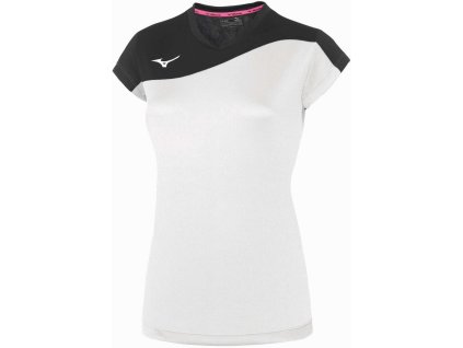 Dámské volejbalové tričko Mizuno Authentic Myou Tee/White/Black (Velikost XS)