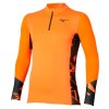 Pánské termo triko Mizuno Virtual Body G5 Half Zip(M) / Tangelo / Black (Velikost L)