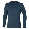Pánské sportovní tričko Mizuno Impulse core LS HZ / Blue Wing Teal (Velikost XL)