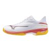 Pánská tenisová obuv Mizuno WAVE EXCEED COURT CC(M) / White/Calypso Coral/Citrus (Velikost 40.5/7.0)