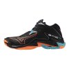 Unisex volejbalová obuv Mizuno WAVE LIGHTNING Z8 MID(U) / Black/Neon Flame/Peacock Blue (Velikost 51.0/15.0)