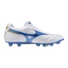 Pánské fotbalové lisovky Mizuno MORELIA II PRO FG / White/Laser Blue/Gold (Velikost 39.0/6.0)