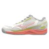 Dámská tenisová obuv Mizuno BREAK SHOT 4 AC / SnwWht/NeonFlame/Ghost (Velikost 36.5/4.0)