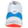 Unisex halová obuv Mizuno WAVE STEALTH NEO MID / WHITE / IGNITION RED / FRENCH BLUE (Velikost 50.0/14.0)
