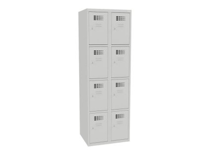 8-priehradková skriňa na úschovu cenností, uzamykateľná (LOCK IN Ch 19), v.180 x š.60 x 50 cm, sivý korpus, sivé dvere, RAL7035