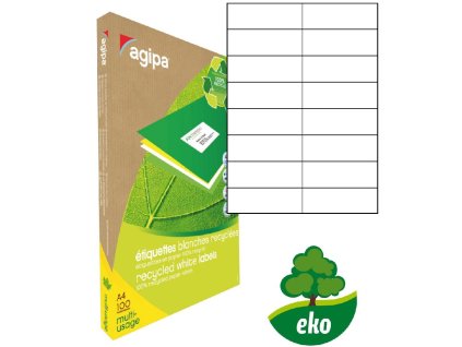 Etikety univerzálne recyklované 105x37mm Agipa A4 100 hárkov