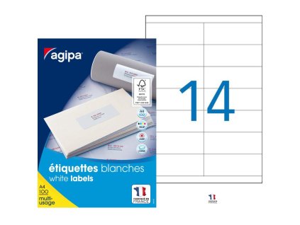 Etikety univerzálne 105x40mm Agipa A4 100 hárkov