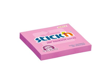 Samolepiaci bloček, 360°, 76x76 mm, ružový