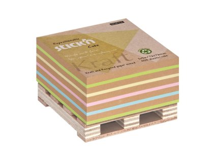 Samolepiaci bloček na paletke 76x76mm 400 lístkov mix Kraft a pastel