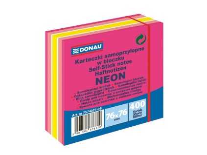 Samolepiaci bloček Donau 76x76mm 400l neónová ružová