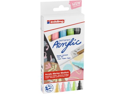 Sada akrylových popisovačov edding 5100 5f pastelové farby