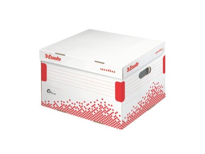 Archívna krabica Esselte Speedbox L so sklápacím vekom biela/červená 433×263×364 mm