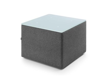 Konferenčný stolík Vancouver Oto, štvorec, mliečne tvrdené sklo, š.54 x h.54 x v.40 cm, látka Next NX-14 tmavosivá